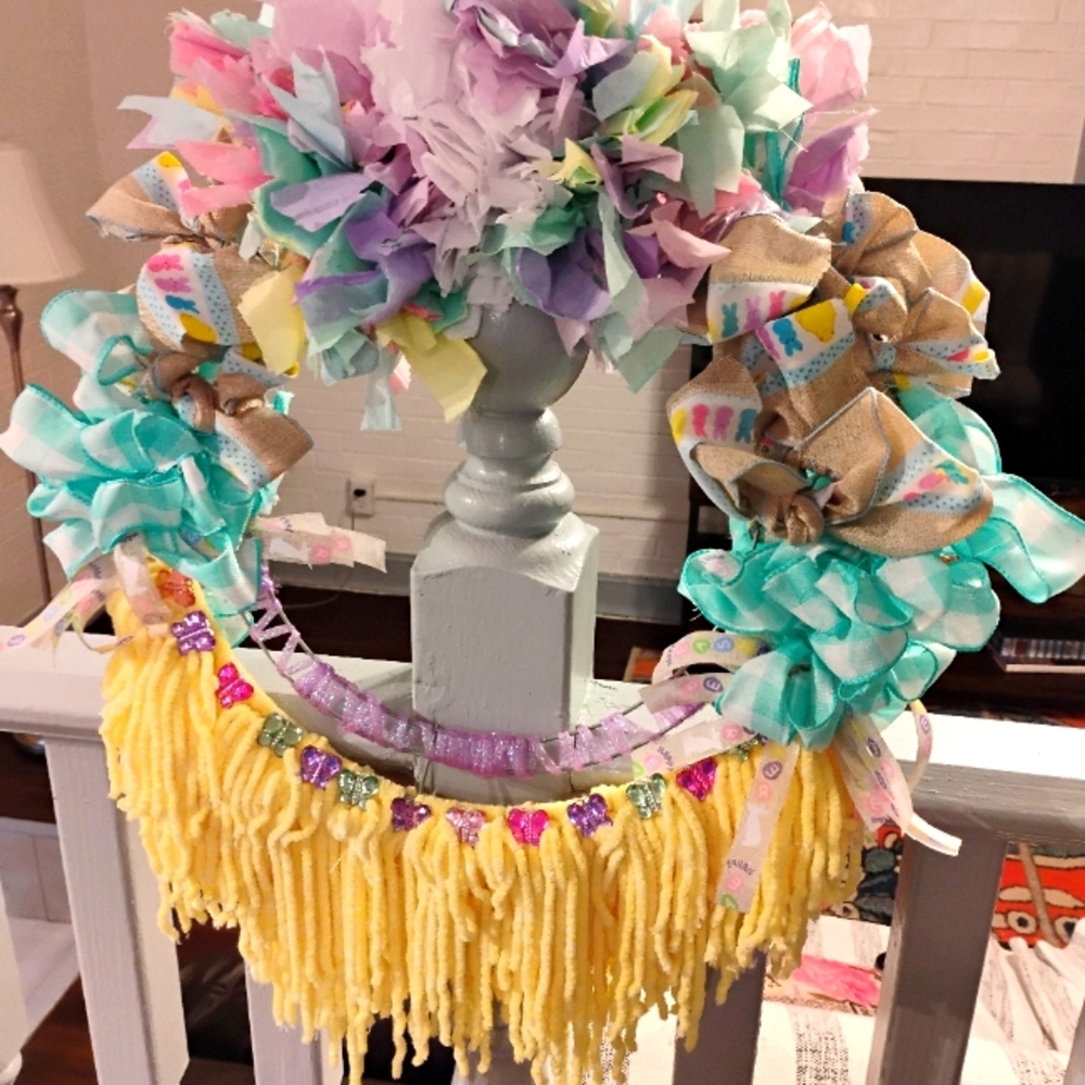 Colorful Party Wreath with Yellow Fringe